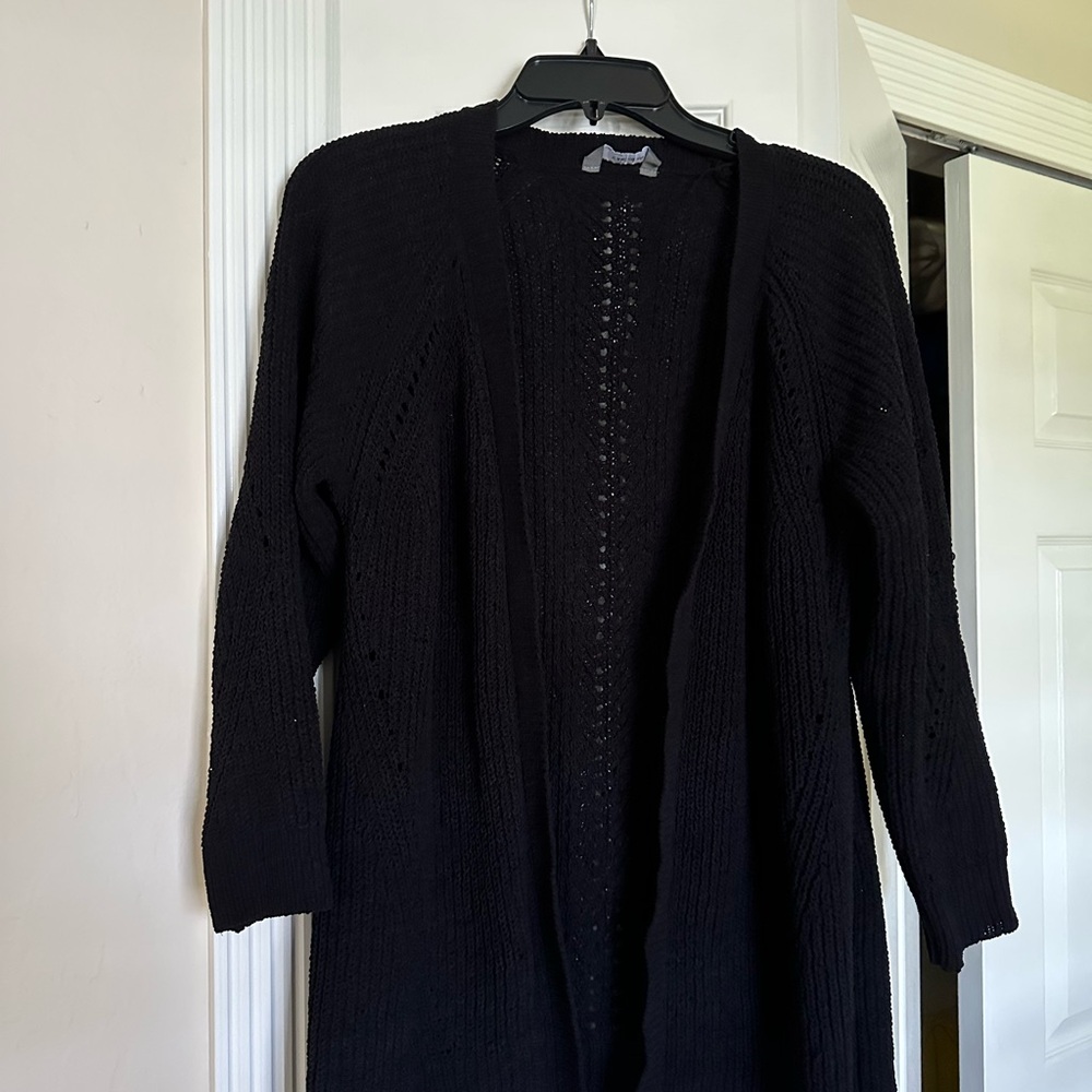 Elegant Black Open-Front Cardigan